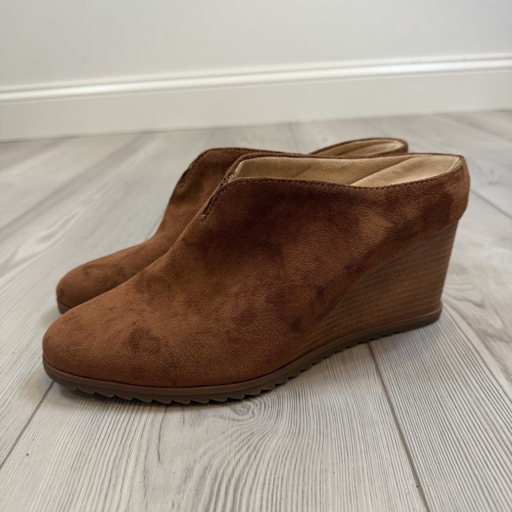 SOUL Naturalizer Haley Brown Wedge Mule / Slip-On Heels Women's 10 Wide‎ Comfort